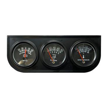 Black 2" Triple Gauge Set - Water Oil Pressure PSI & Ammeter Voltage